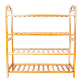 HAOYYE 4-Tier Bamboo Shoe Rack with 12 Slats, Natural Wood Color Storage Organizer for Entryway Hallway Closet, Space-Saving Freestanding Shelf for Shoes, Plants, or Accessories, Easy to Assemble